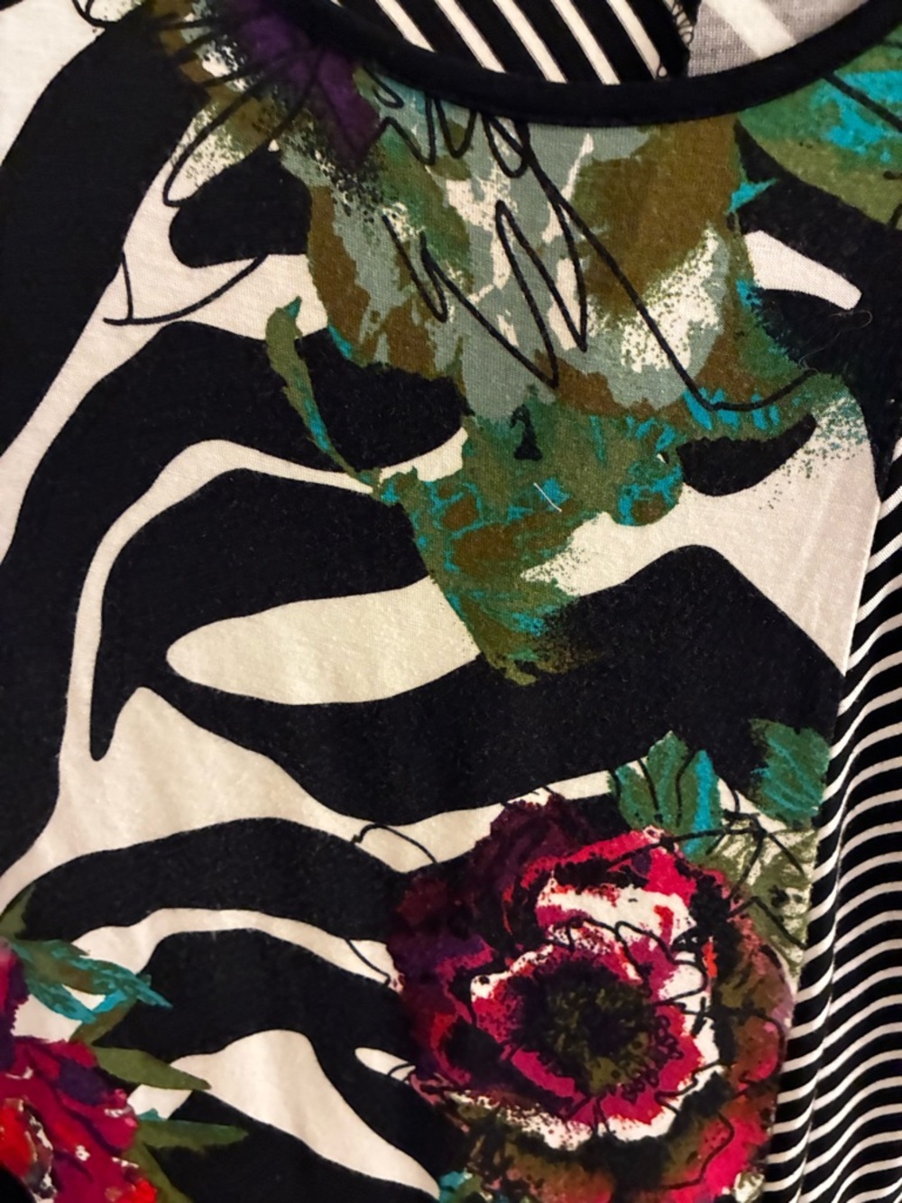 Ali Miles Women Mixed Media Print Black/white Dress L Stretch Artsy Boho Flouncy - Picture 4 of 9